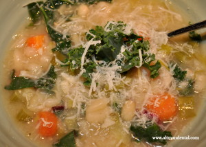 beans and greens soup in bowl