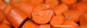 carrots tossed with oil, thyme