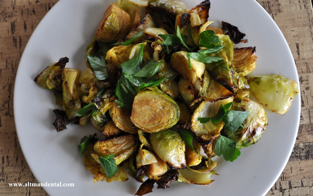 Roasted Balsamic Brussels Sprouts Plated Above