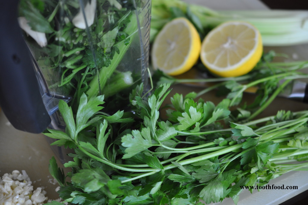 Raw Celery Parsley Sauce components