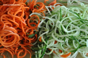 Sprialized Carrots and Cucumbers