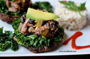 Portobello Mushrooms Topped With Limey Black Beans