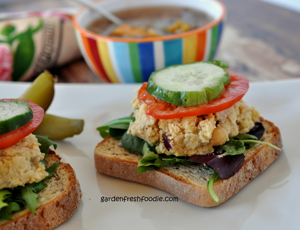 Open Face Tuna-less Chickpea Salad Sandwich