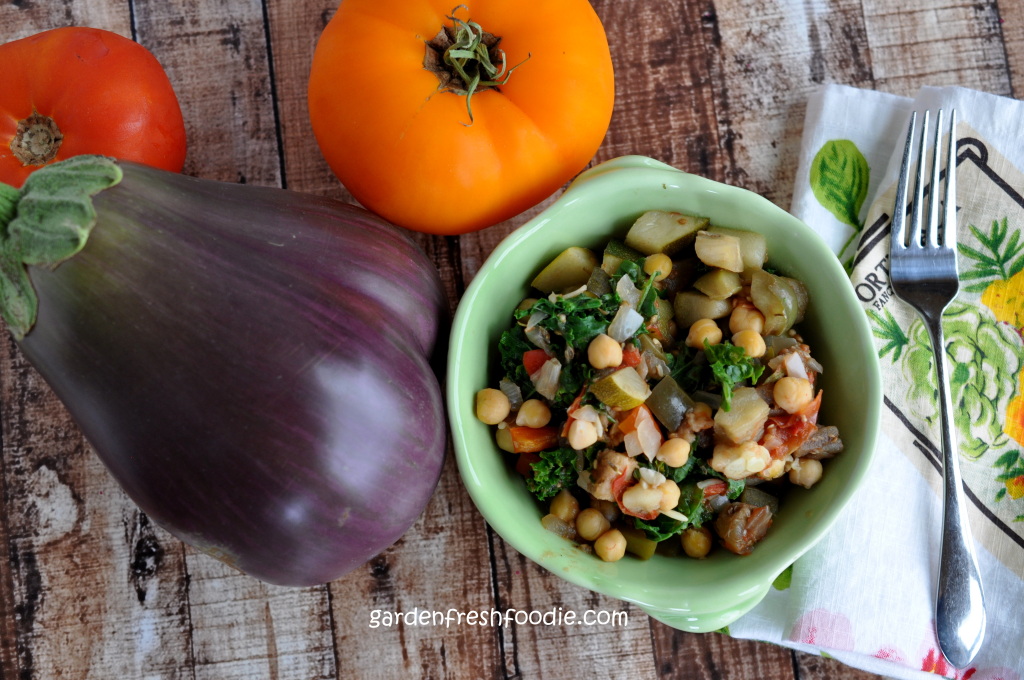 Ratatouille With Eggplant,Tomatoes, Chickpeas, and Kale