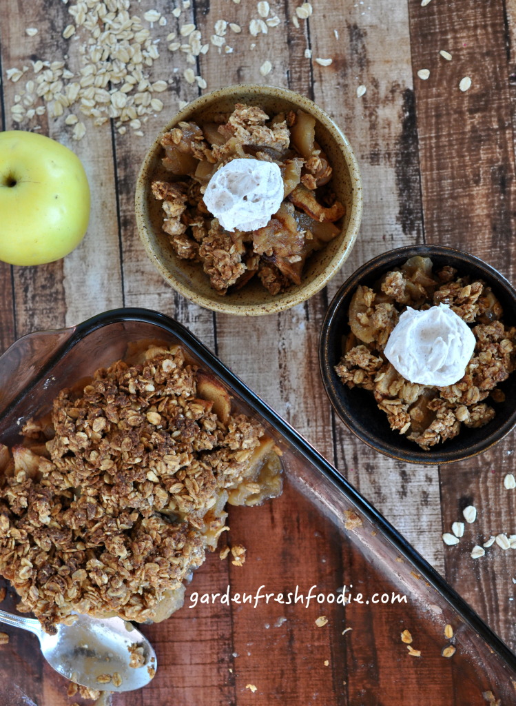 Apple Cobbler Topped With Cocnut Whipped Cream