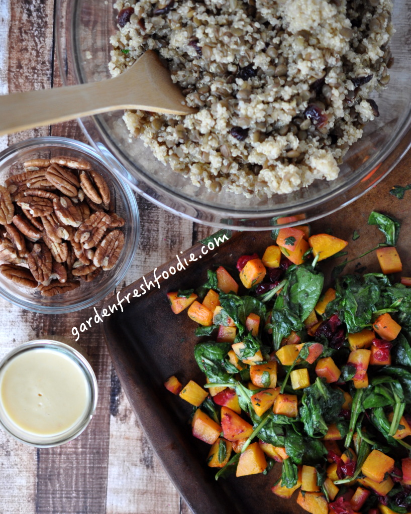 Mixing Butternut Squash Quinoa Salad