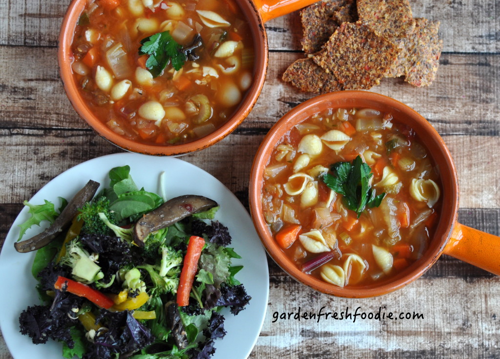 Vegan Pasta Fagioli With Sweet Pepper Crackers