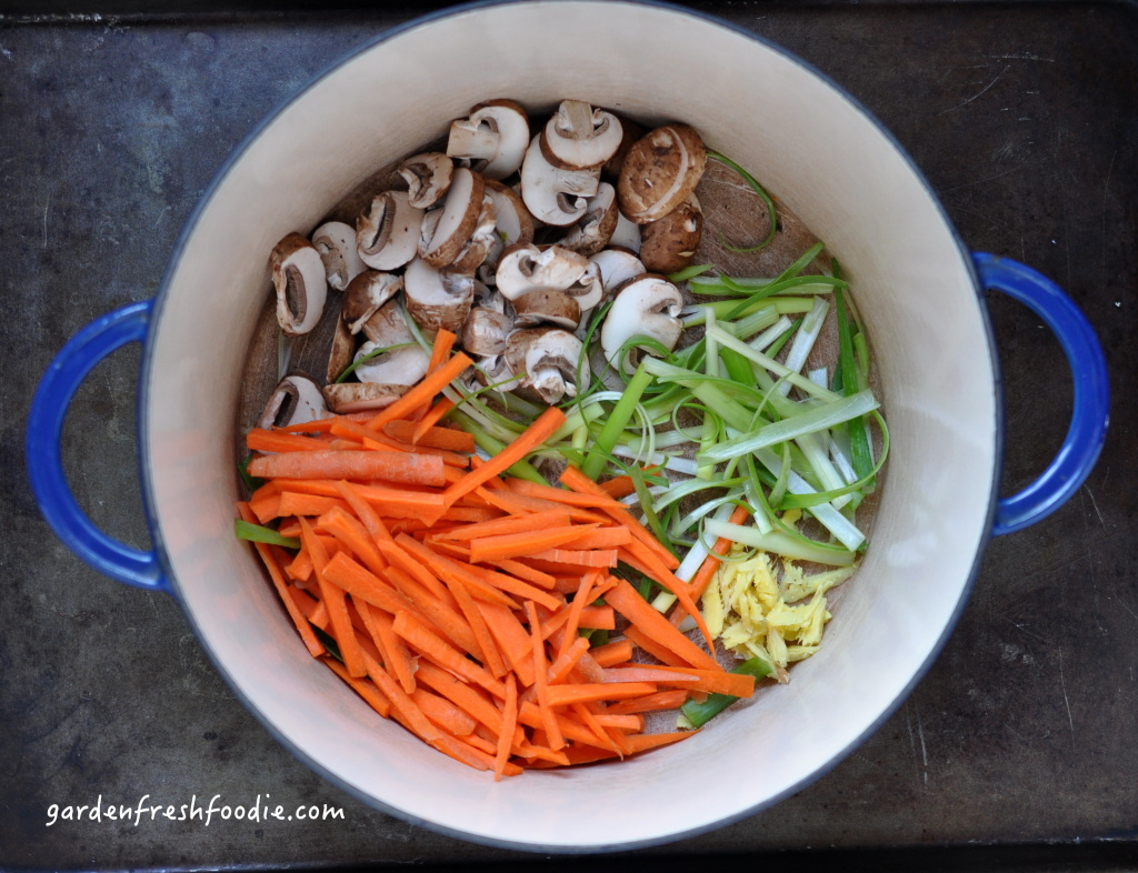 Prepping Gingered Miso Soup