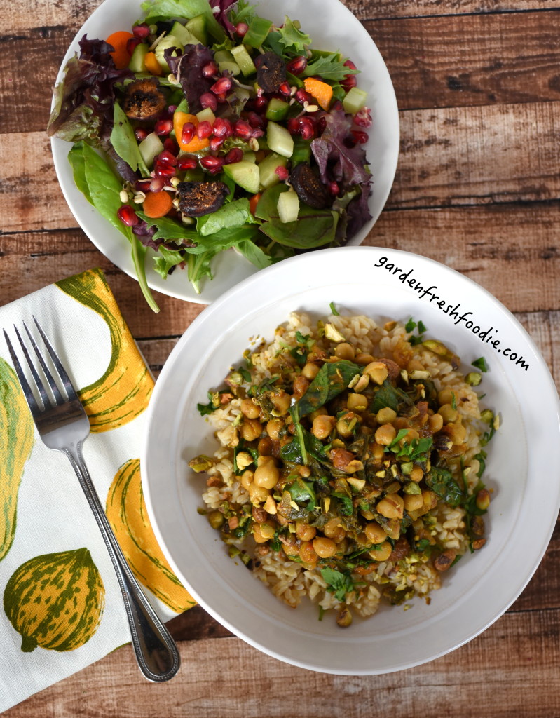 Chickpea Spanish Stew Rice Bowl and Salad