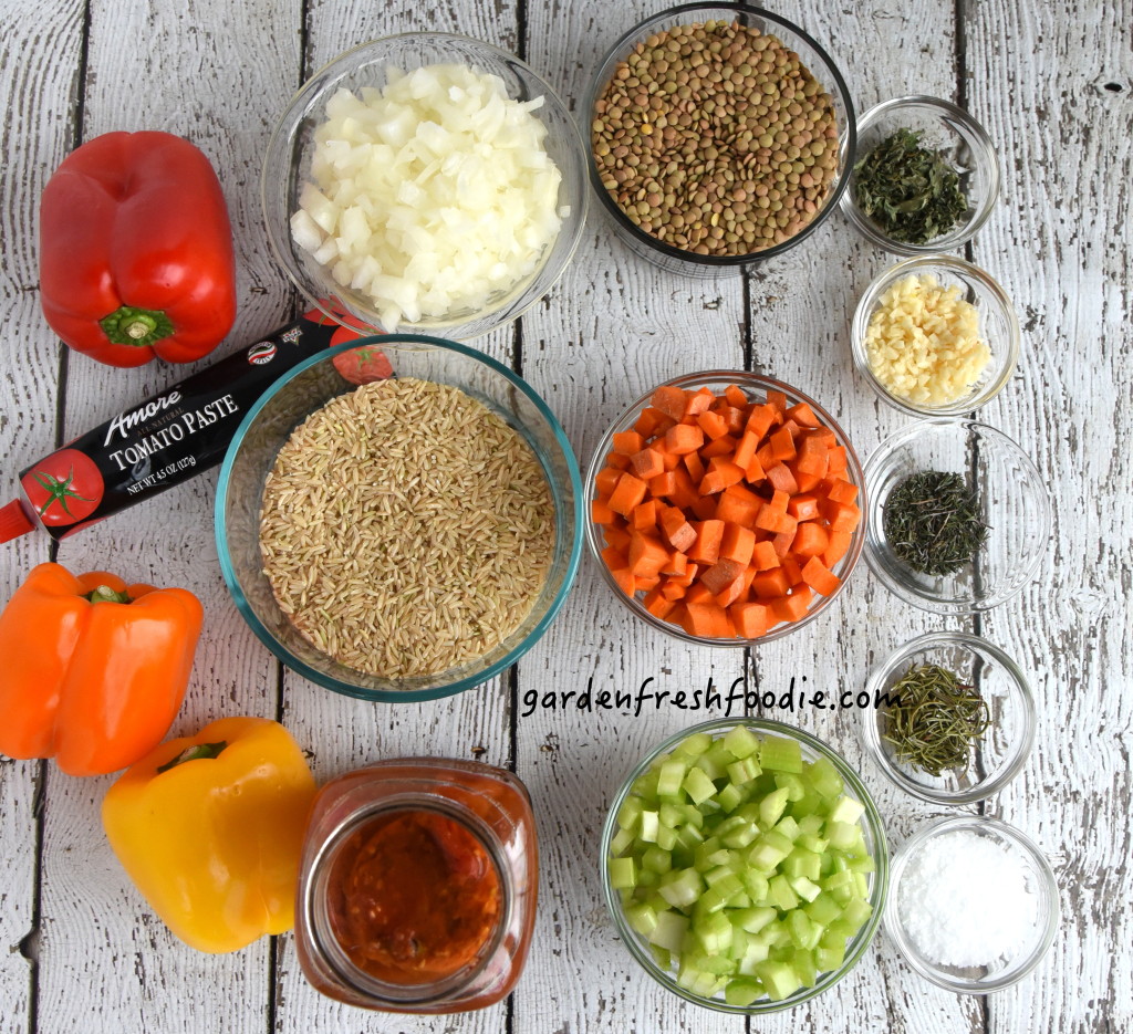 Italian lentil Stuffed Peppers Mise En Place