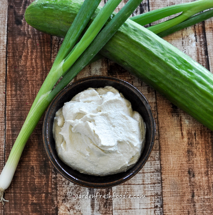 Cashew Cheese With Cucumbers and Scallions