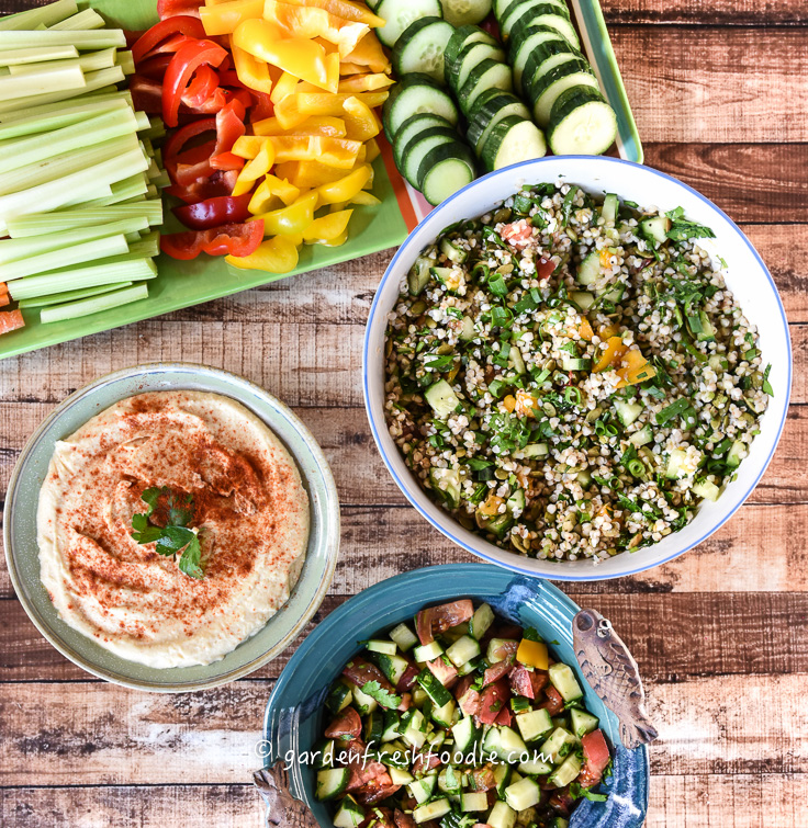 Israeli Night-Hummus, Tabbouleh, & Israeli Salad