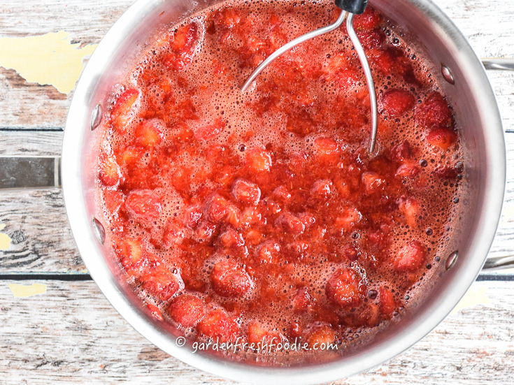 Mashing Strawberries For Making Low Sugar Jam With Pomona's Pectin