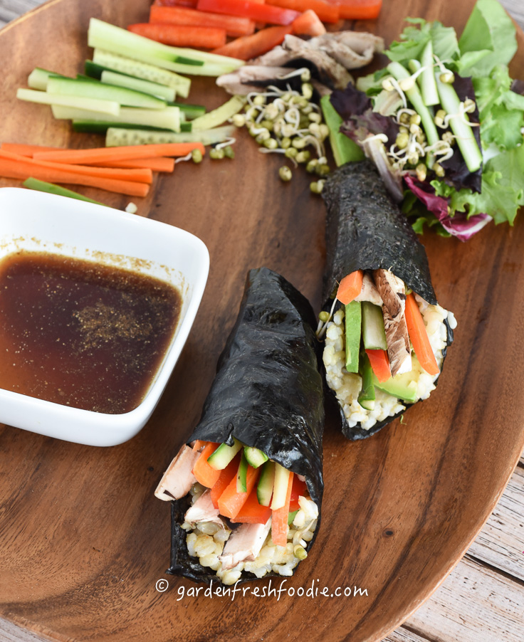 Summer Veggie Hand Rolls With Wasabi Ginger Soy Sauce
