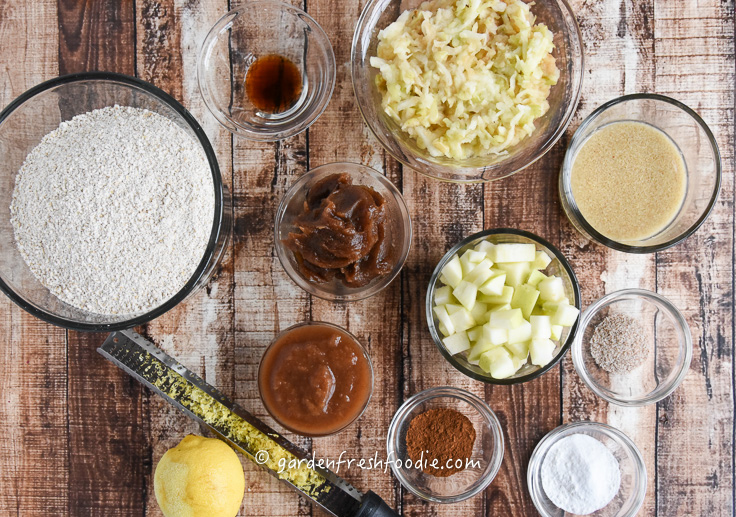 apple oat muffin mise en place