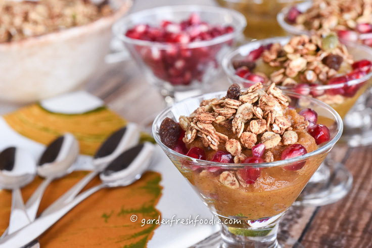 Pumpkin Pudding With Pomegranate Seeds and Granola