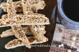 Close Up of Ginger Hazelnut Biscotti