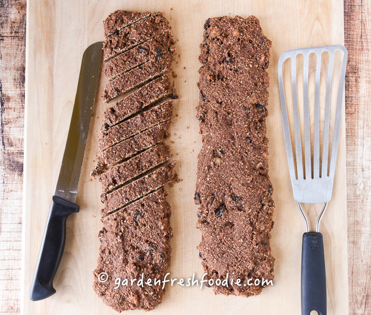 Cutting Chocolate Macadamia Nut Biscotti