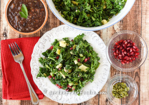 Massaged Winter Kale Salad With Fresh Pomegranates & Caribbean B