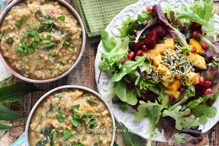 Salad With Roasted Root Veggies and Kichiri