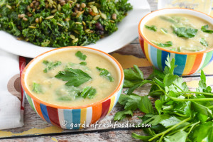 White Bean and Root Veggie Soup With Kale Salad