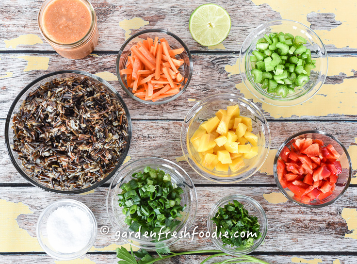Rainbow Rice Salad Mise En Place