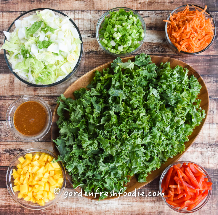 Rainbow Kale Salad Mis En Place