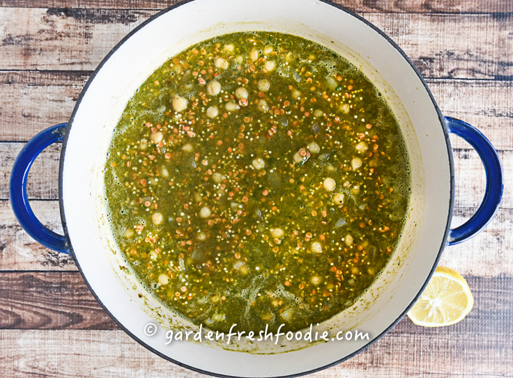 Cooking Upclose Bowl of Chana Masala Lentils With Millet