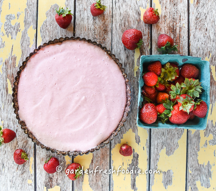 Prepping Strawberry Rhubarb Cream Tart Assembly