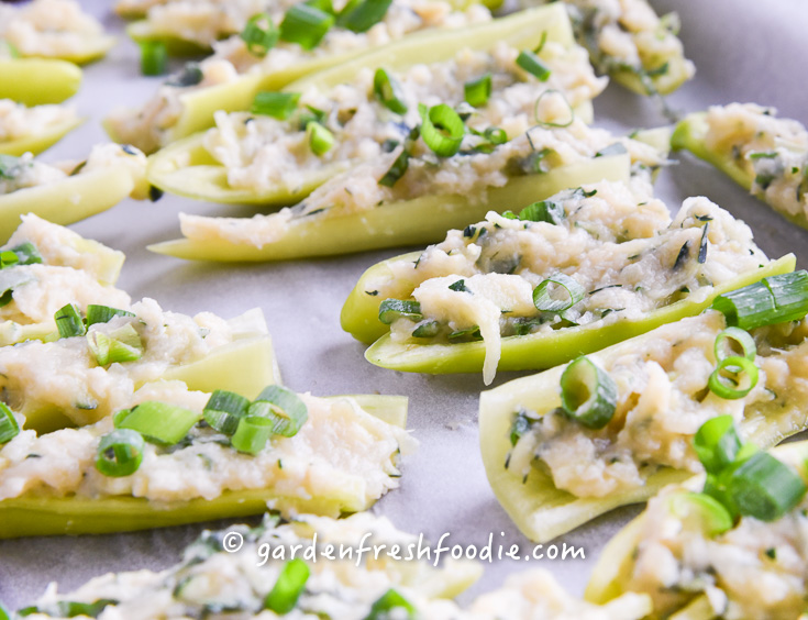 Banana Peppers Stuffed With White Bean Dip and zucchini Pre Cooked