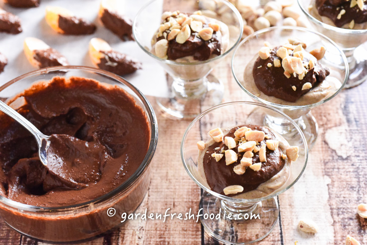 Chocolate Peanut Butter Dip on top of Peanut Butter Pudding with