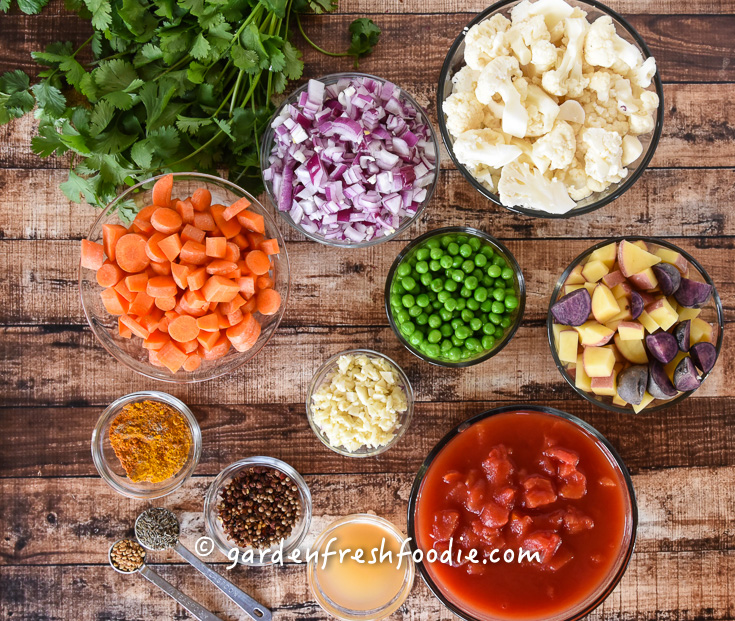 Winter Vegetable Vindaloo Mise En Place